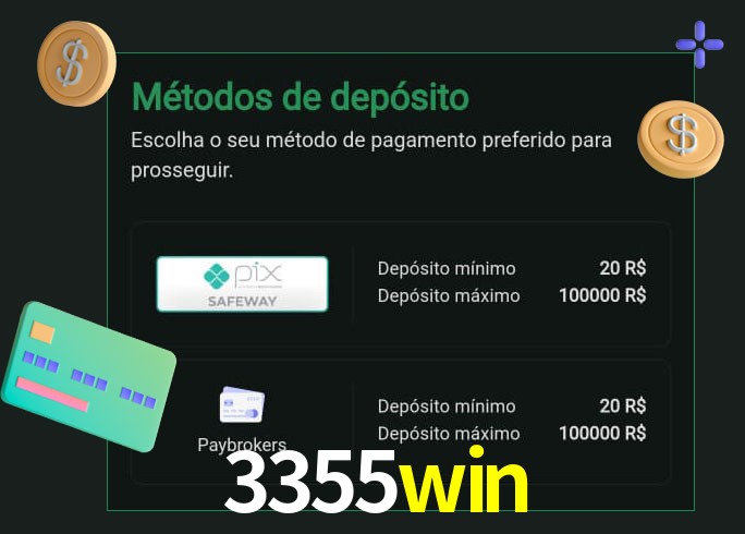 O cassino 3355win oferece uma grande variedade de métodos de pagamento